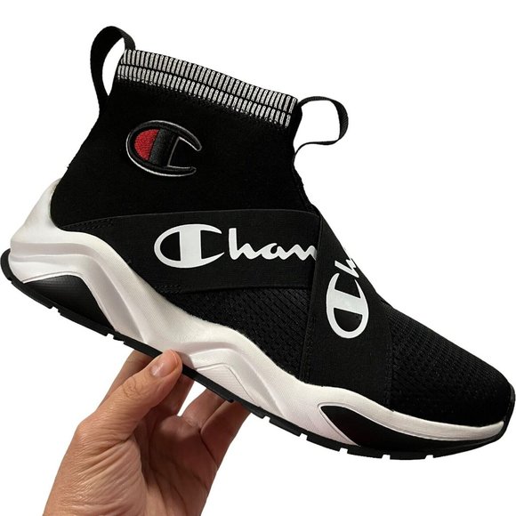 Champion Mens Rally Crossover Slip on Sneakers Size 10.5 Black Red White Shoes